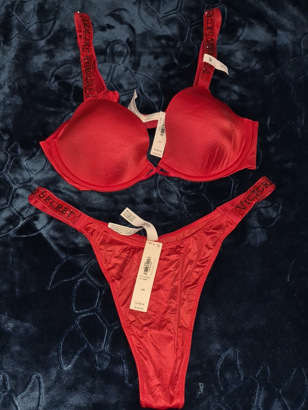 Victoria's Secret Red Padded Bra & Thong Set